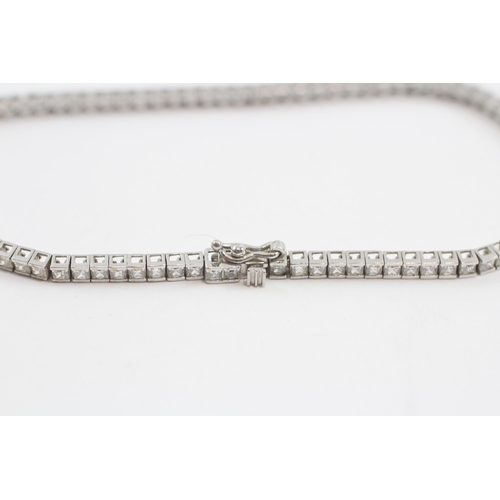 77 - 9ct White Gold White Gemstone Tennis Bracelet (5.7g)