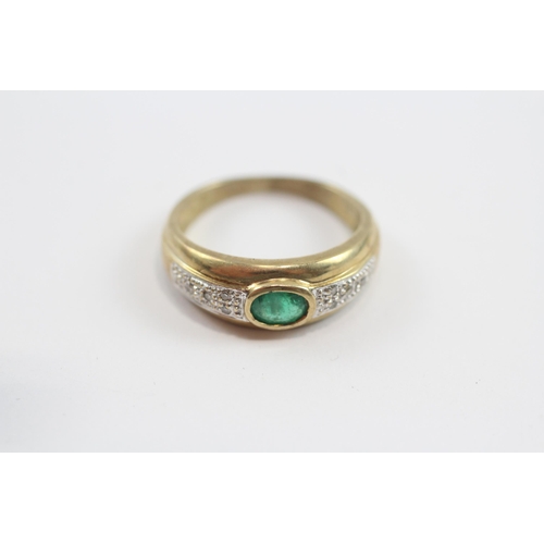 78 - 9ct Gold Emerald & Diamond Dress Ring (2.4g) Size  K