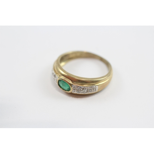 78 - 9ct Gold Emerald & Diamond Dress Ring (2.4g) Size  K