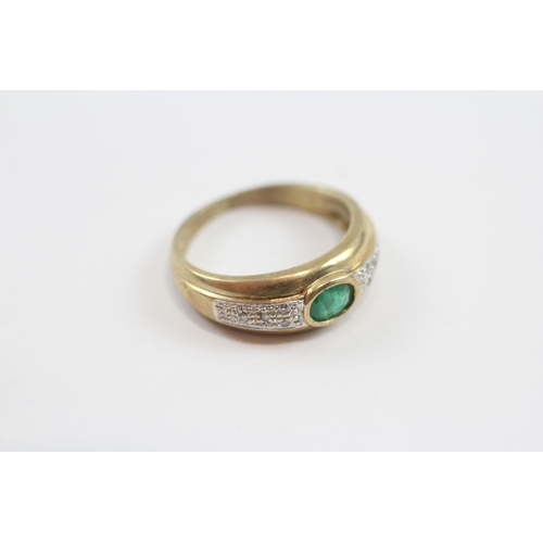 78 - 9ct Gold Emerald & Diamond Dress Ring (2.4g) Size  K