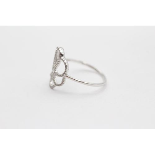 82 - 9ct White Gold Diamond Stylised Openwork Ring (1.3g) Size  P