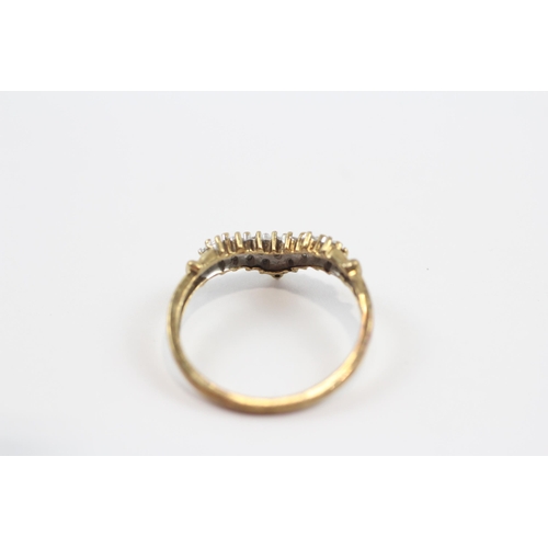 88 - 9ct Gold Diamond Cluster Wishbone Ring (1.7g) Size  O