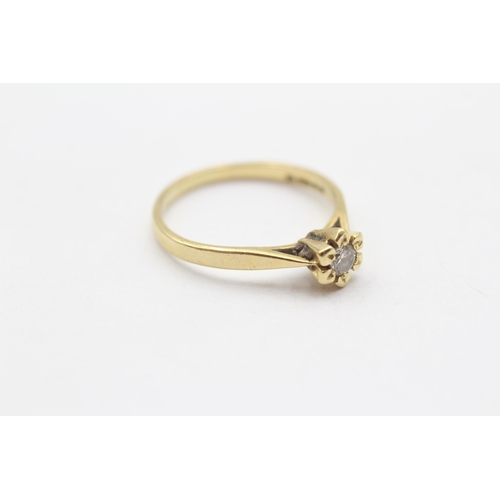 93 - 18ct Gold Vintage Round Brilliant Diamond Solitaire Ring (2.4g) Size  O