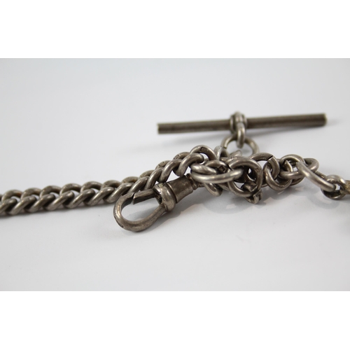 207 - Silver antique watch chain with fob (59g)