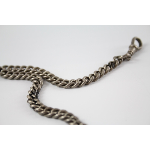 207 - Silver antique watch chain with fob (59g)