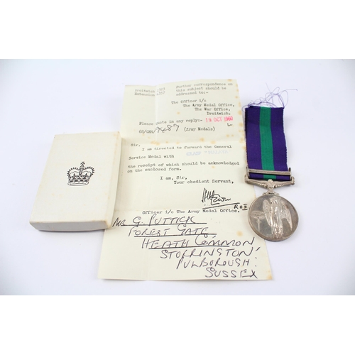 262 - Boxed ER.II G.S.M - Malaya Named. 23103899 Pte. G. Puttick R.A.M.C