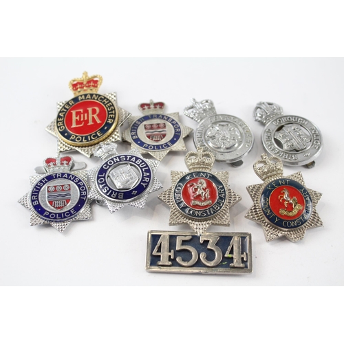 267 - 8 x Police Cap Badges Inc. Kings Crown - Birkenhead Borough - Bristol Etc