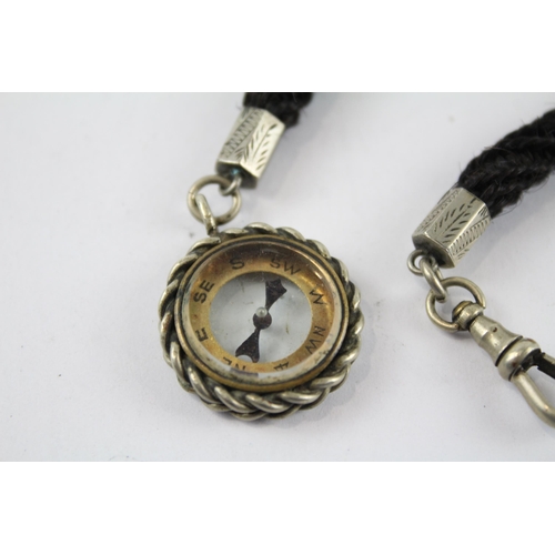 285 - Victorian Human Hair Albert With Compass