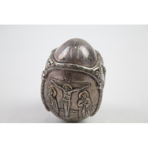 291 - stamped .999 fine silver religious iconography decorative egg