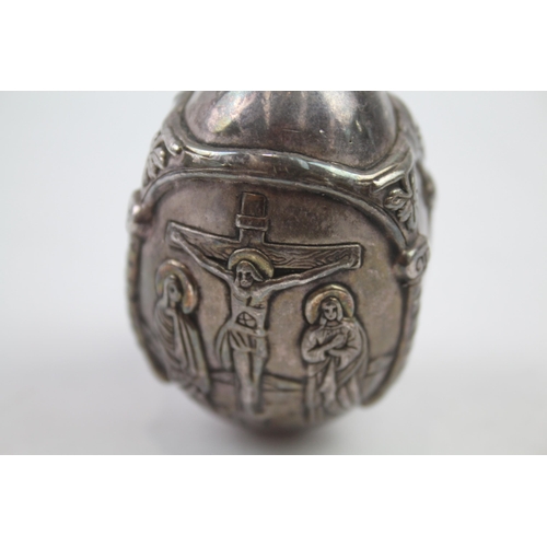 291 - stamped .999 fine silver religious iconography decorative egg