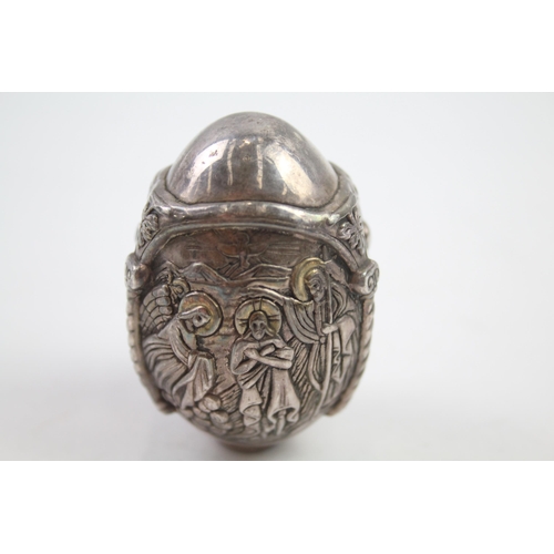 291 - stamped .999 fine silver religious iconography decorative egg