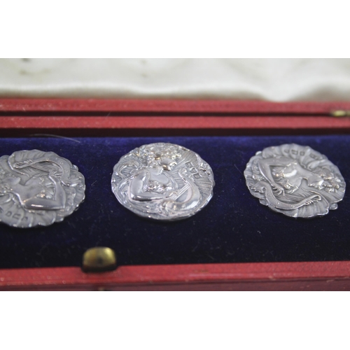 297 - 6 x art nouveau .925 sterling buttons cased