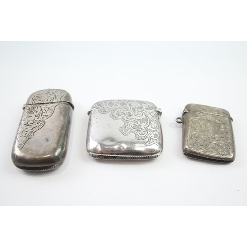 318 - 3 x .925 sterling vesta cases