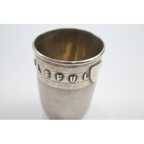 322 - .925 sterling novelty Victorian 'just a thimble' cup