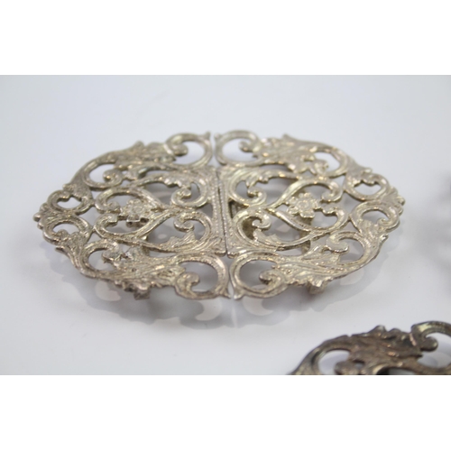 343 - 3 x .925 sterling ladies belt buckles