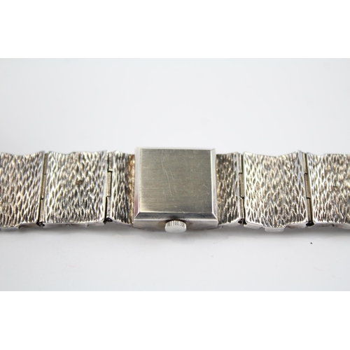 376 - STERLING SILVER Women's Vintage Brutalist WRISTWATCH Hand-Wind WORKING C.1970s