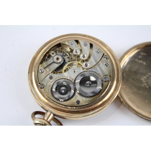 379 - M. S. BROWN Gents Rolled Gold Open Face POCKET WATCH Hand-wind WORKING