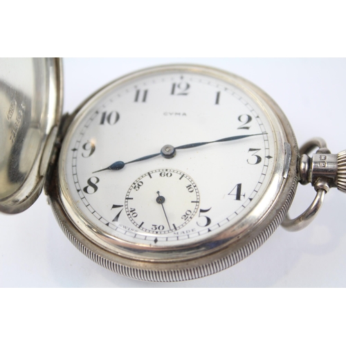 380 - CYMA STERLING SILVER Gents Vintage Full Hunter POCKET WATCH Hand-wind WORKING