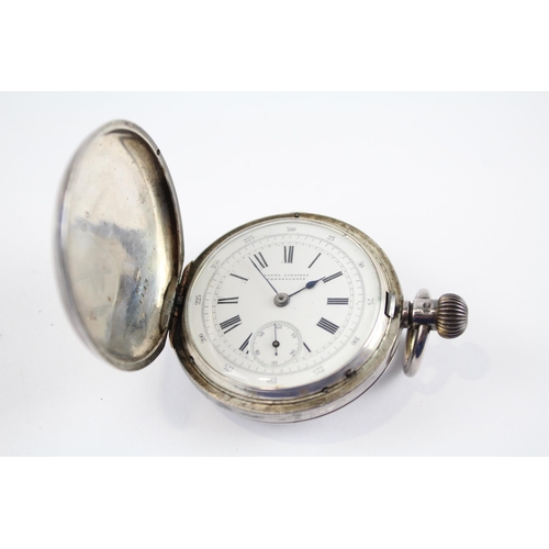 387 - BAUME LONGINES Sterling Silver Gents Vintage Chronograph POCKET WATCH Hand-wind