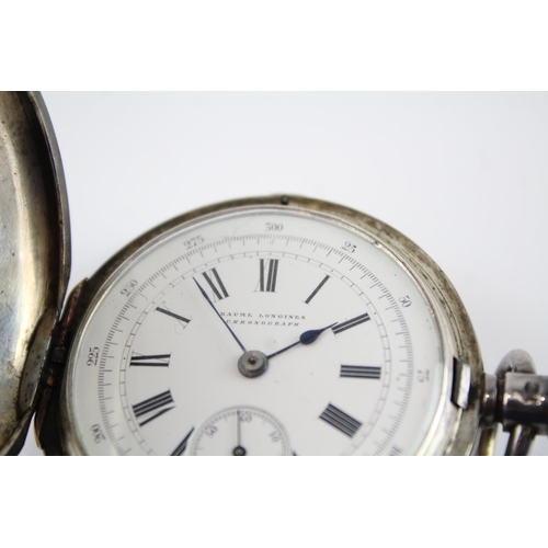 387 - BAUME LONGINES Sterling Silver Gents Vintage Chronograph POCKET WATCH Hand-wind