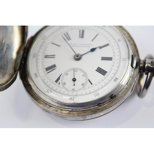 387 - BAUME LONGINES Sterling Silver Gents Vintage Chronograph POCKET WATCH Hand-wind