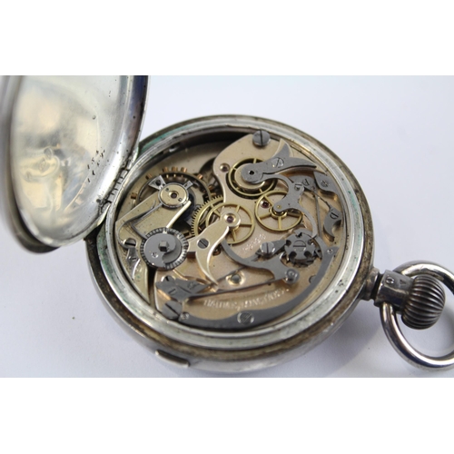 387 - BAUME LONGINES Sterling Silver Gents Vintage Chronograph POCKET WATCH Hand-wind