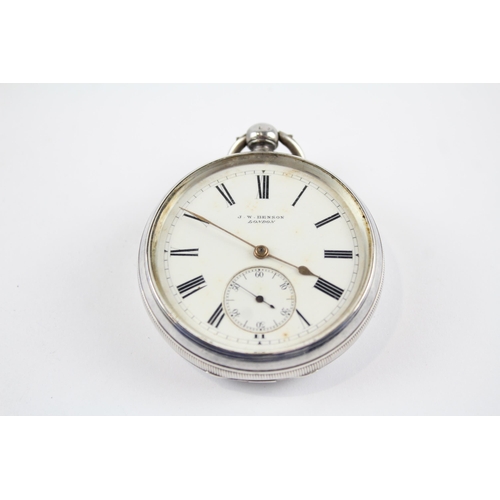 395 - J. W. BENSON STERLING SILVER Gents Vintage POCKET WATCH Key-wind WORKING