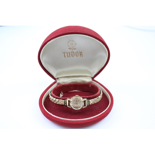 406 - TUDOR By ROLEX Women's Vintage Gold Tone WRISTWATCH Hand-Wind WORKING Boxed