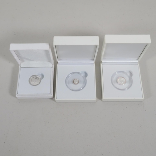 413 - 3x boxed silver sovereigns