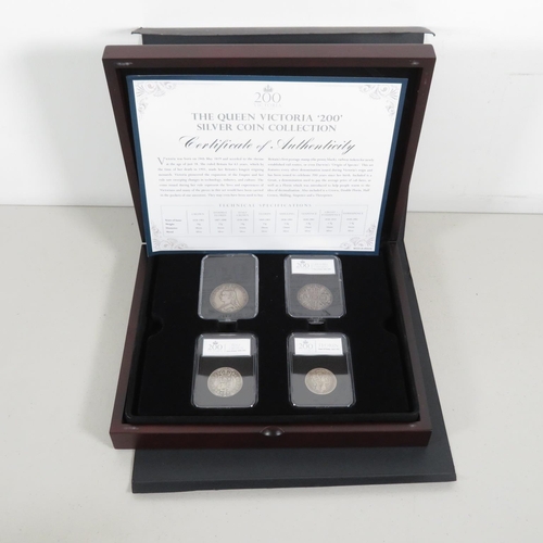 420 - 8x Victorian Silver Coin collection in executive wooden box all slabbed