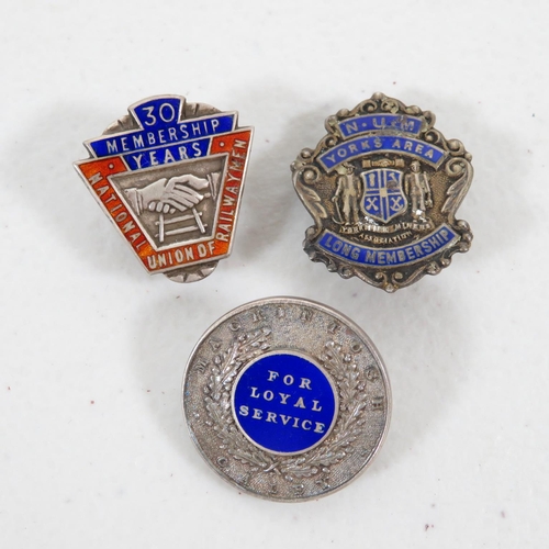 431 - 3x silver enamel badges