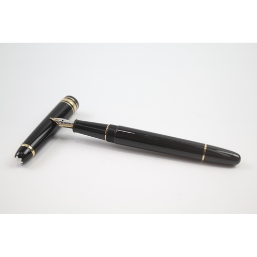 456 - MONTBLANC Meisterstuck Black Fountain Pen w/ 14ct Gold Nib WRITING - EF2145694