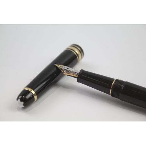 456 - MONTBLANC Meisterstuck Black Fountain Pen w/ 14ct Gold Nib WRITING - EF2145694