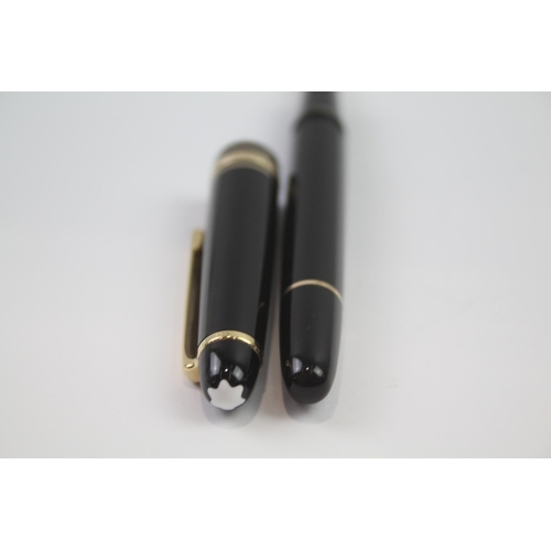 456 - MONTBLANC Meisterstuck Black Fountain Pen w/ 14ct Gold Nib WRITING - EF2145694