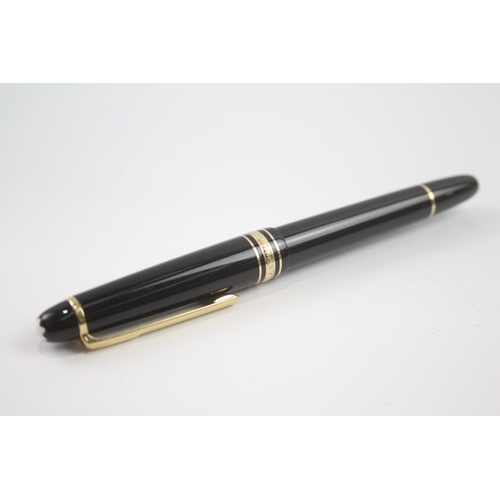 456 - MONTBLANC Meisterstuck Black Fountain Pen w/ 14ct Gold Nib WRITING - EF2145694