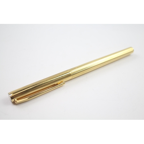 457 - MONTBLANC Gold Plated Slimline Fountain Pen w/ 14ct Gold Nib WRITING