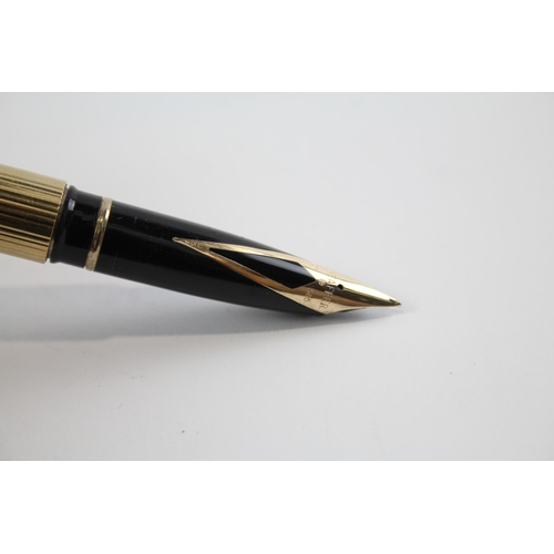 463 - Vintage SHEAFFER Targa Gold Plated Fountain Pen w/ 14ct Gold Nib WRITING