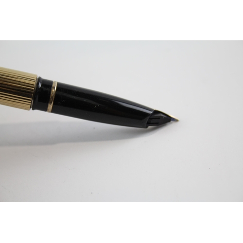 463 - Vintage SHEAFFER Targa Gold Plated Fountain Pen w/ 14ct Gold Nib WRITING