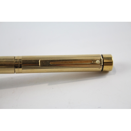 463 - Vintage SHEAFFER Targa Gold Plated Fountain Pen w/ 14ct Gold Nib WRITING