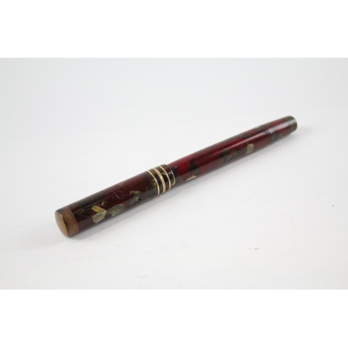 464 - Vintage MABIE TODD Swan Leverless Burgundy Lacquer Fountain Pen w/ 14ct Nib