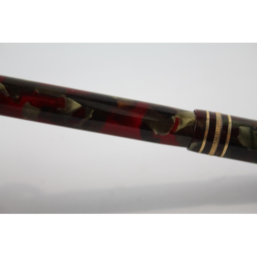 464 - Vintage MABIE TODD Swan Leverless Burgundy Lacquer Fountain Pen w/ 14ct Nib