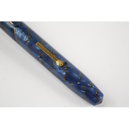 465 - Vintage CONWAY STEWART 34 Navy FOUNTAIN PEN w/ 14ct Gold Nib WRITING