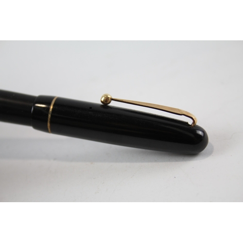 466 - Vintage MABIE TODD Swan Self Filler Black FOUNTAIN PEN w/ 14ct Gold Nib WRITING