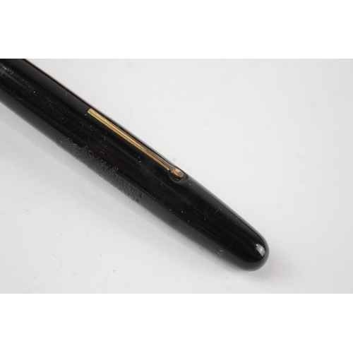 470 - Vintage MABIE TODD Swan Self Filler Black FOUNTAIN PEN w/ 14ct Gold Nib WRITING