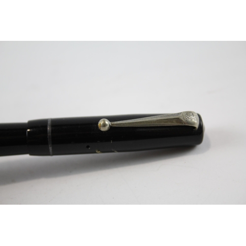 471 - Vintage MABIE TODD Swan Self Filler Black FOUNTAIN PEN w/ 14ct Gold Nib WRITING