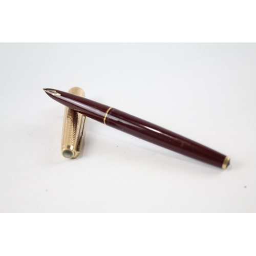 474 - Vintage PARKER 61 Burgundy Fountain Pen w/ 14ct Nib, Gold Plate Nib WRITING