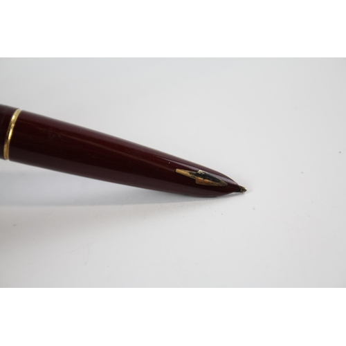 474 - Vintage PARKER 61 Burgundy Fountain Pen w/ 14ct Nib, Gold Plate Nib WRITING