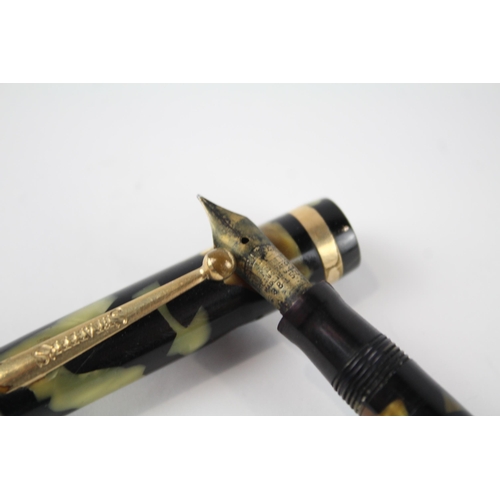 479 - Vintage SHEAFFER Lifetime Yellow Lacquer Fountain Pen w/ 14ct Gold Nib WRITING