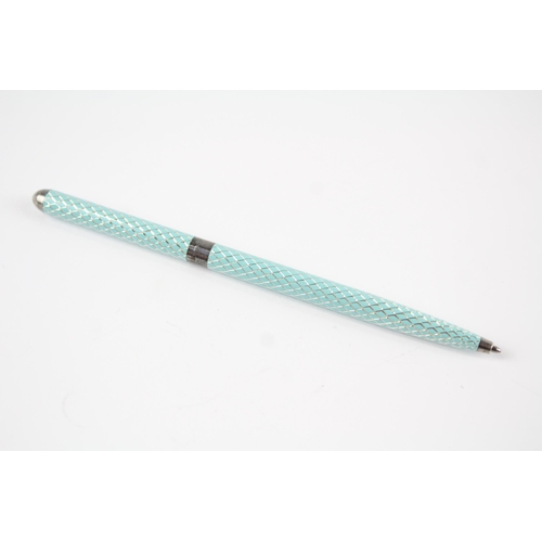 482 - TIFFANY & CO. Blue Lacquer & .925 Sterling Detail Ballpoint / Biro WRITING (14g)