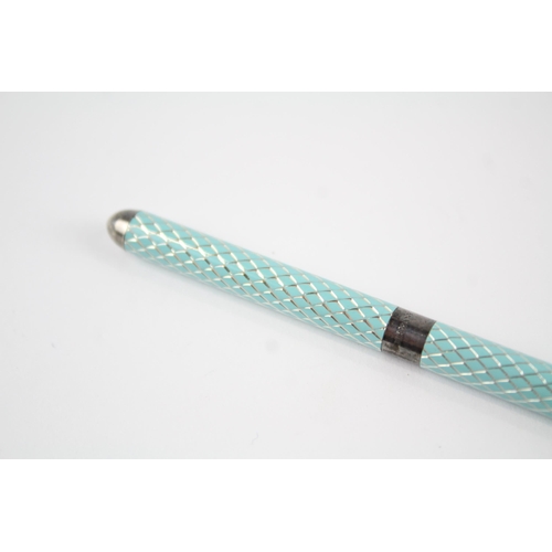 482 - TIFFANY & CO. Blue Lacquer & .925 Sterling Detail Ballpoint / Biro WRITING (14g)